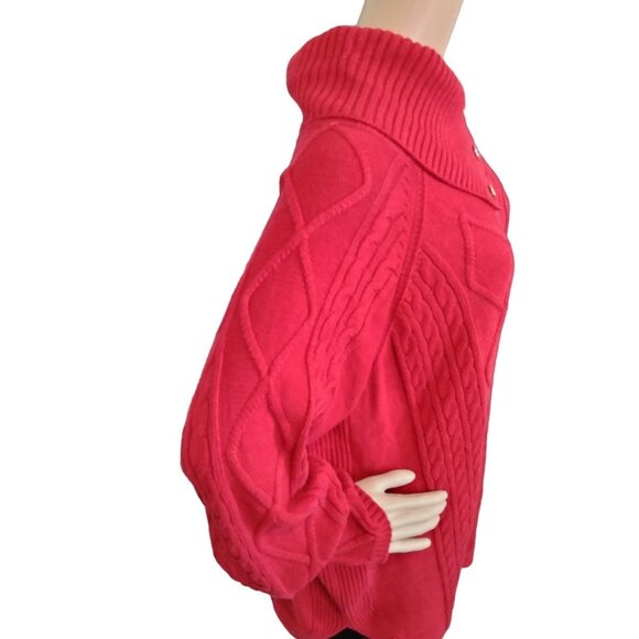 Croft & Barrow Plus Size 2X Sweater With Button Detail Red Textured Cable Knit - Picture 6 of 10
